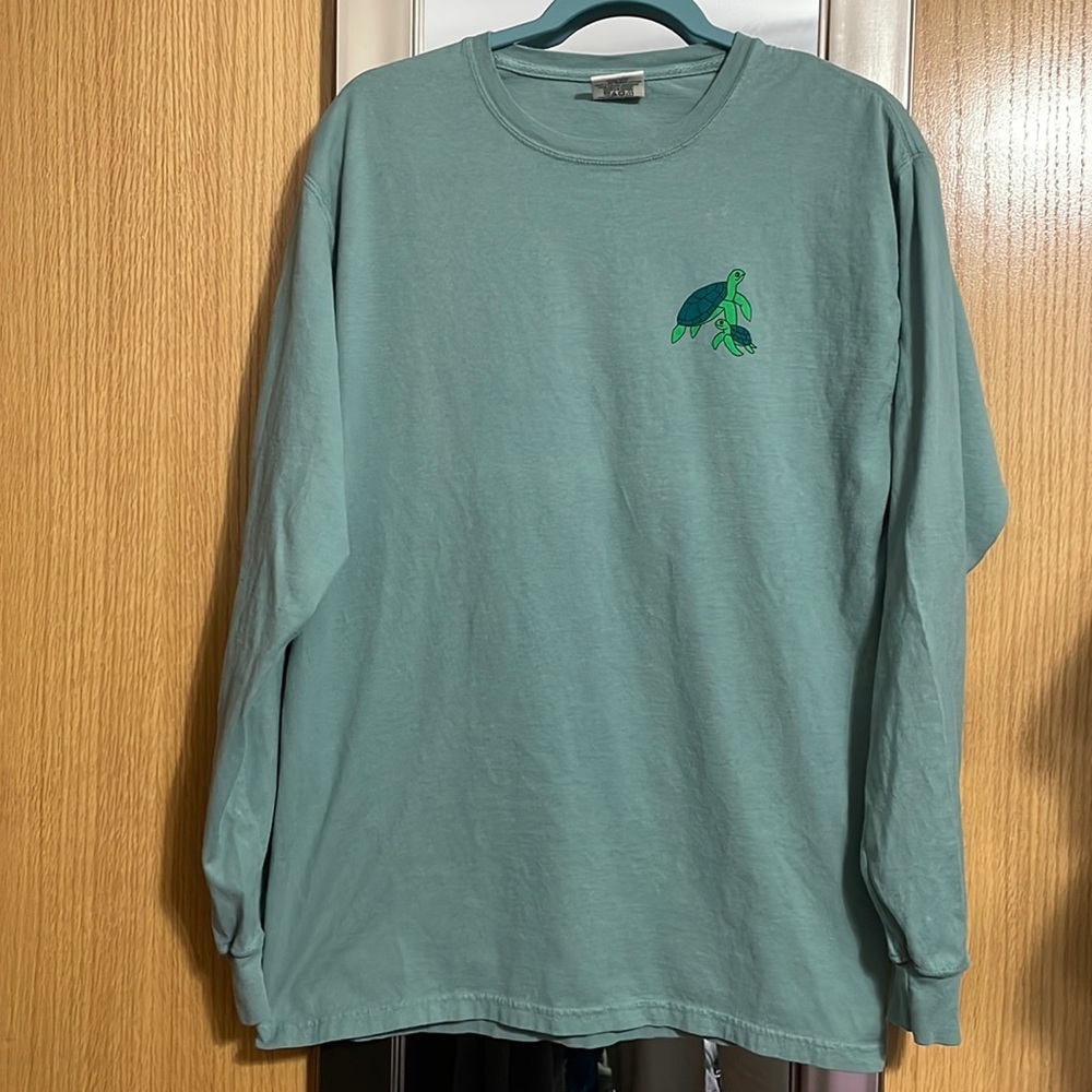 Comfort Wash Turtle graphic long sleeve tee shirt size Medium Hanes under water